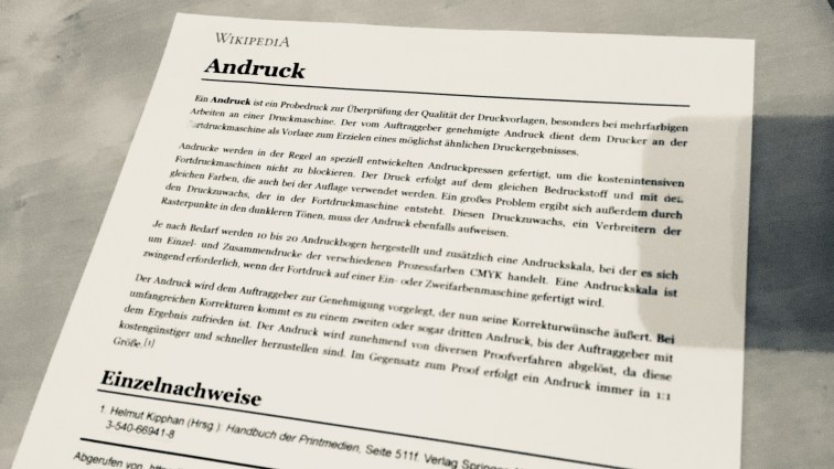 Ein Andruck ist auch kein Abdruck